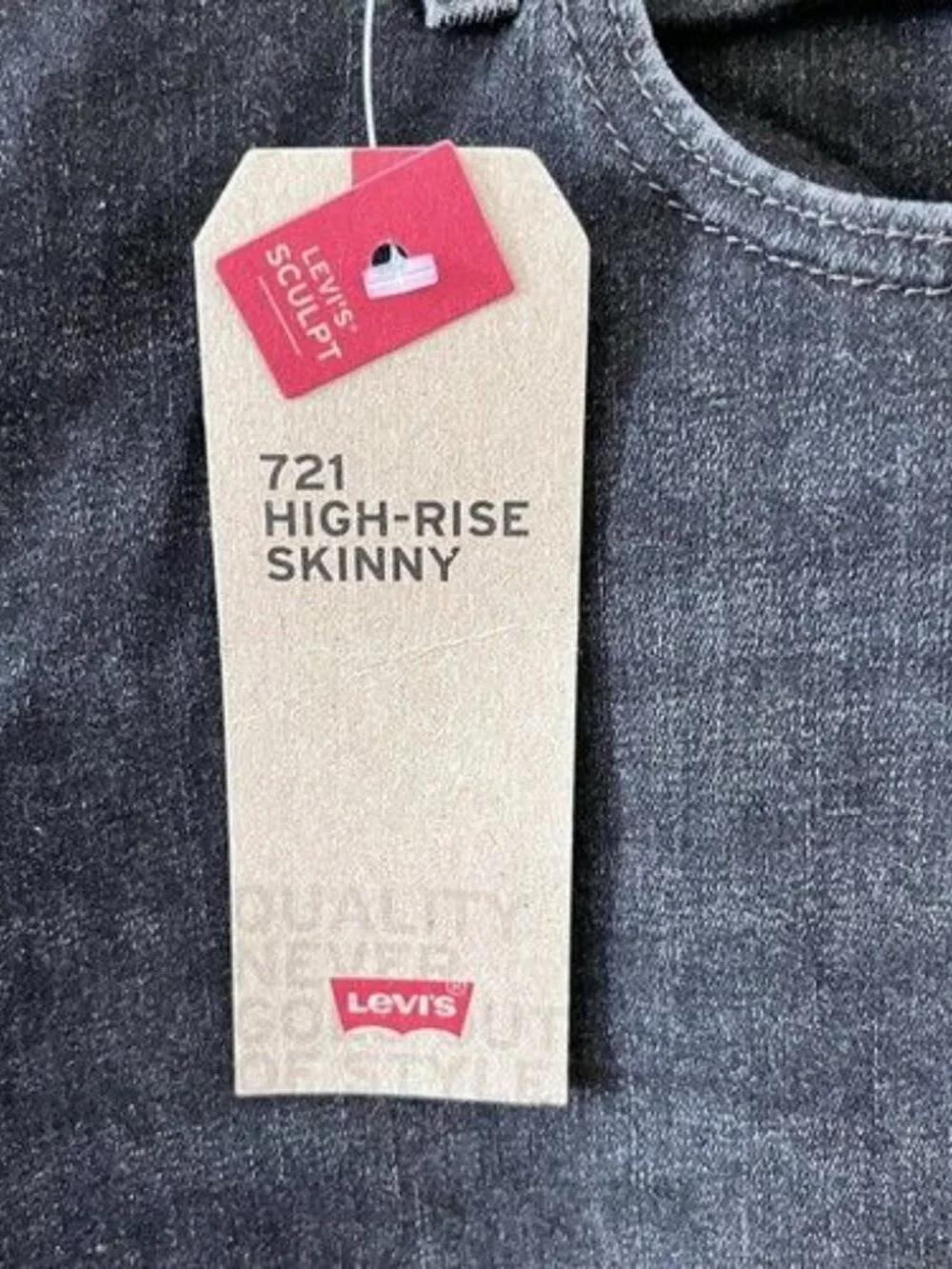 NEW Levi’s 721 High Rise‎ Skinny Jeans Plus Size 18W Solid Black MSRP $69